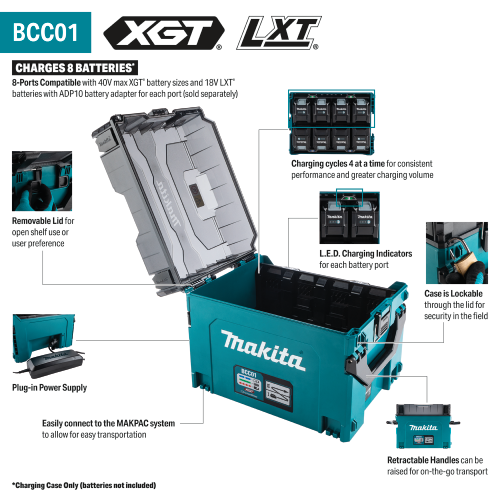 40V max XGT® and 18V LXT® 8 Port Charging Case