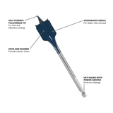 Bosch, DSB5008P, Spade Bit Set, 8 Pieces, High Carbon Steel, 3/8 in. to 1-1/4 in., Single Ended, Self Feeding