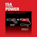 Milwaukee Tool, 2722-20, Reciprocating Saw, Brushless Motor; 1-1/4 in Stroke Length; 3000 SPM; Cordless