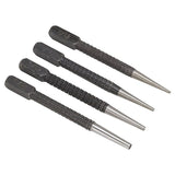 Vulcan Tools Nail Punch Set 4Pc, 4-Piece, Alloy Steel, Blackened, Black