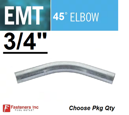 3/4" EMT 45 Degree Elbow UL Galvanized Steel Indoor / Outdoor Choose Qty #8311
