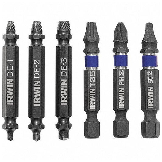 IRWIN, 1876225, Screw Extractor Set, 6-Piece, M2 High-Speed Steel, DoubleLok Technology, Serrated Tip