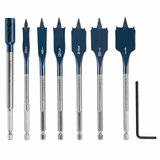Bosch, DSB5005, Spade Bit Set, 6 pcs; 3/8 in to 1 in, High Carbon Steel, Full-cone threaded tip
