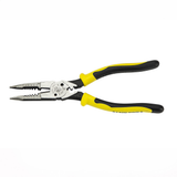 Klein Tools, J2078CR, Long-Nose Pliers, 8-5/8 in Length, Induction Hardened Steel, Crimper, Yellow/Black Handles