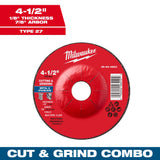 Milwaukee 49-94-0803 4-1/2" x 1/8" x 7/8" Dual Metal Cut & Grind Wheel - Type 27