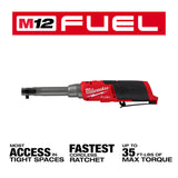 Milwaukee Tool, 2569-20, Ratchet, Cordless, 3/8 in, 12V, 420 in-lbs Torque, 450 RPM, Extended Reach