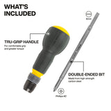 Klein Tools 32960A Fastbit Tru-Grip Screwdriver, Phillips, Slotted Bits