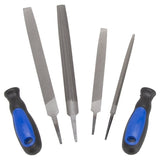 Vulcan Tools File Set, 6-Piece, Blade: Steel Handle: PP + TPR, Blue & Black Handle