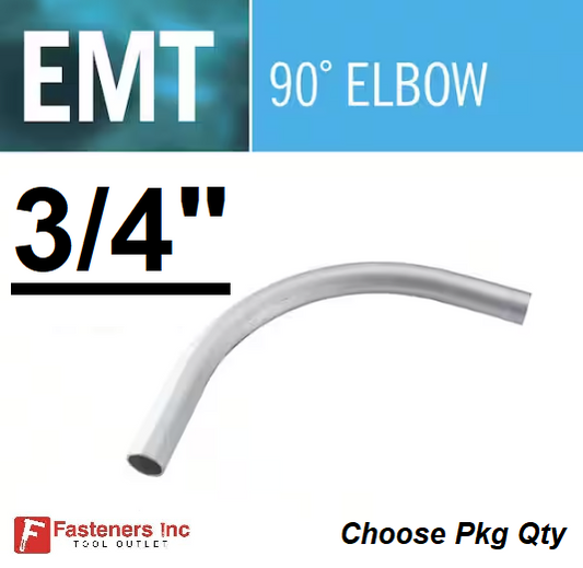 3/4" EMT 90 Degree Elbow UL Galvanized Steel Indoor / Outdoor Choose Qty #8301