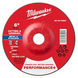 Milwaukee 49-94-0923 6" x 1/8" x 7/8" Performance+ Dual Metal Cut & Grind Wheel - Type 27
