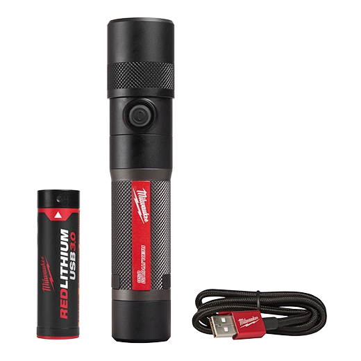 Milwaukee Tool, 2161-21, Flashlight, 1100 Lumens, 175 m Beam, IP67 Rated, USB Rechargeable, Aluminum