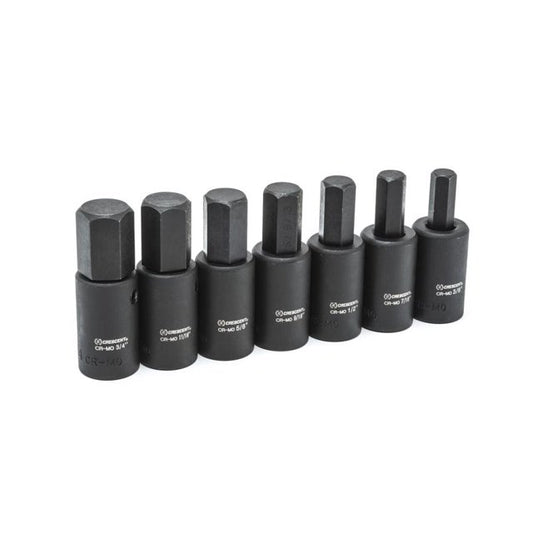 CRESCENT CIMBS11 7 Pc. 1/2" Drive Hex Bit Impact SAE Socket Set - CIMBS11 , Black