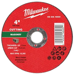 Milwaukee 49-94-1900 4" x 1/8" x 5/8" Masonry Cut Off Wheel - Type 1