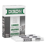 Dixon 52300 Industrial Lumber Marking Crayons, 4.5" x 1/2" Hex, White, 12 Per Box