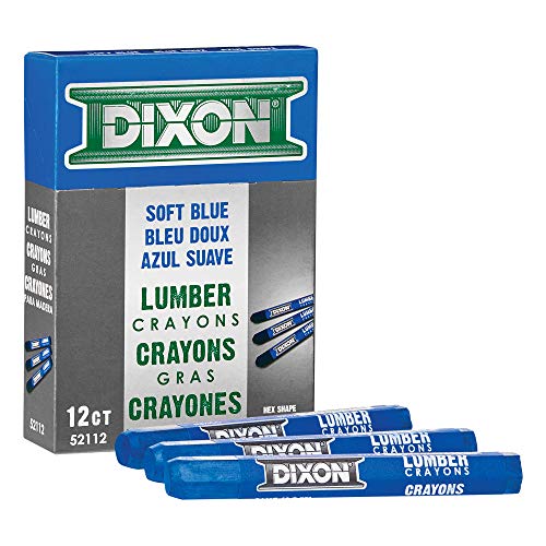 Dixon 52100 Industrial Lumber Marking Crayons, 4.5" x 1/2" Hex, Blue, 12 Per Box
