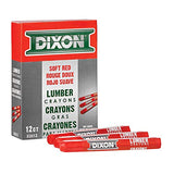 Dixon 52000 Industrial Lumber Marking Crayons, 4.5" x 1/2" Hex, Red, 12 Per Box