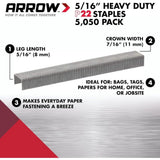 Arrow Fastener 225 5/16" P22 Staples