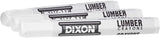 Dixon 52300 Industrial Lumber Marking Crayons, 4.5" x 1/2" Hex, White, 12 Per Box