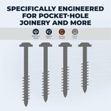 Kreg SML-C150-100 Zinc Pocket Screws, 1 1/2-Inch, #8 Coarse Thread, Maxi-Loc Head (100 Count)