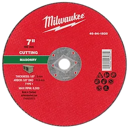 Milwaukee 49-94-1920 7" x 1/8" x 5/8" DKO Masonry Cut Off Wheel - Type 1