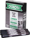 Dixon 49400 Industrial Lumber Marking Crayons, 4.5" x 1/2" Hex, Black, 12 Per Box