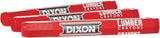 Dixon 52000 Industrial Lumber Marking Crayons, 4.5" x 1/2" Hex, Red, 12 Per Box