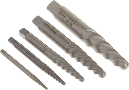 IRWIN, 53535, Screw Extractor Set, 5-Piece, Spiral Design, For Soft Materials, Left/Right Handed
