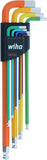 Wiha 66980 9 Piece Ball End Color Coded Hex L-Key Set - Metric