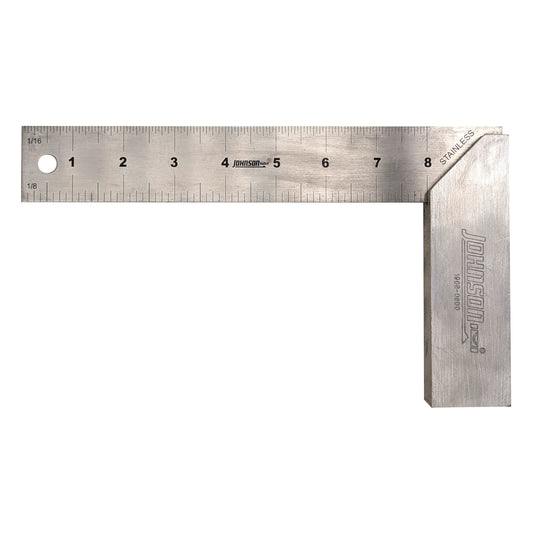 Johnson Level 1908-0800 Professional Aluminum Try Square, 8"