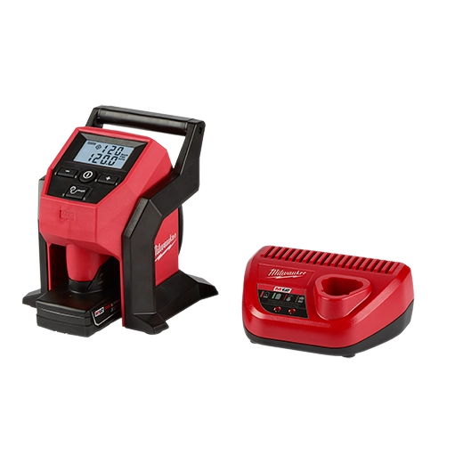 Milwaukee Tool, 2475-21CP, Compact Inflator Kit, 12 V, 120 PSI, 28-45 PSI Pressure Range, 26 in Hose