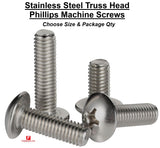 #8-32 Stainless Steel Phillips Truss Head Machine Screws (Pick Length & Qty)