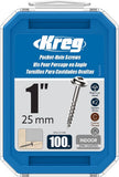 Kreg SML-C1-100 Zinc Pocket Screws, 1 Inch #8 Coarse Thread, Maxi-Loc Head (100 Count)