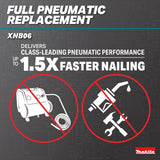 Makita XNB06Z 18V LXT® Lithium‑Ion Brushless Cordless 2‑1/2” Angled Finish Nailer, 16 Ga., Tool Only