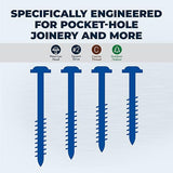 Kreg SML-C250B-250 Blue-Kote Weather Resistant Pocket Hole Screws, 2 1/2 inch, 8 Coarse, Washer Head, 250 Count