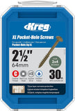 Kreg SML-C2X250-30 Protec-Kote Pocket Screws, 2-1/2 Inch #14 Coarse Thread, Maxi-Loc Head (30 Count)