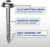 Kreg SML-C250-250 Zinc Pocket-Hole Screws, 2 1/2 Inch, #8 Coarse Thread, Maxi-Loc Head (250 Count)