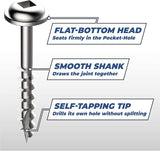 Kreg SML-C1-100 Zinc Pocket Screws, 1 Inch #8 Coarse Thread, Maxi-Loc Head (100 Count)