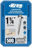 Kreg SML-F125-500 Zinc Pocket Screws, 1 1/4 Inch, 7 Fine Thread, Maxi-Loc Head (500 Count)