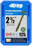 Kreg SML-C2X250-125 HD Pocket Screws, 2-1/2 Inch (125 Count)