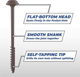 Kreg SML-C2X250-30 Protec-Kote Pocket Screws, 2-1/2 Inch #14 Coarse Thread, Maxi-Loc Head (30 Count)