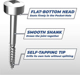 Kreg SPS-C1-500 Zinc Pocket Screws, 1-Inch, #7 Coarse Thread, Pan Head (500 Count)