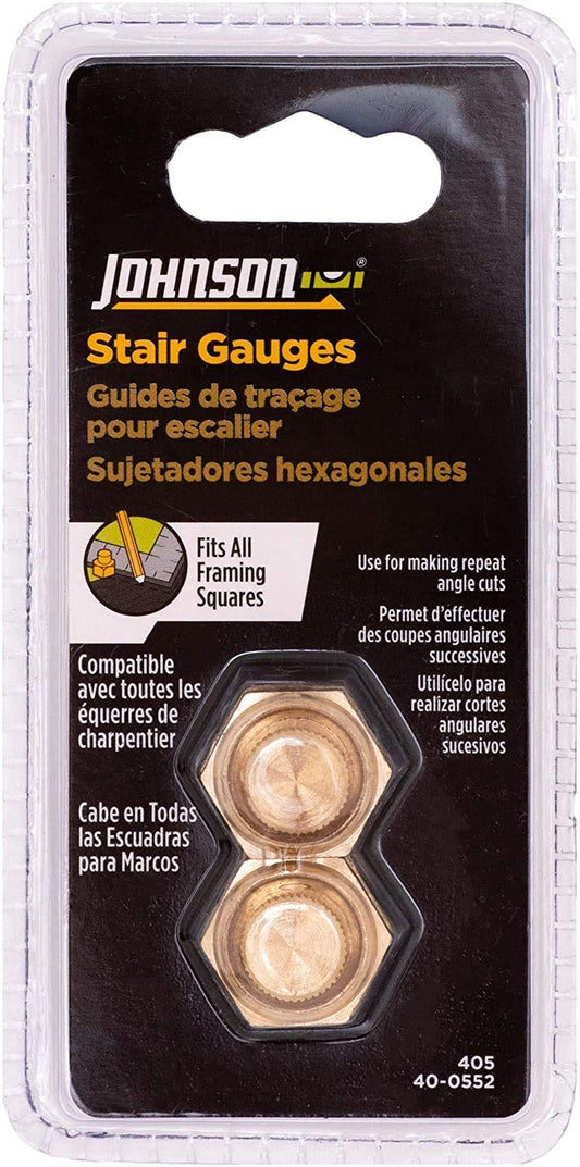 Johnson Level & Tool 405 Stair/Square Gauge Set – 2/Card, Brass Plated, 2 Pack