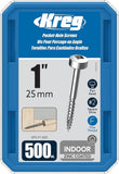 Kreg SPS-F1-500 Zinc Pocket Screws, 1-Inch, #6 Fine Thread, Pan Head (500 Count)