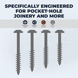 Kreg SML-C125-100 Zinc Pocket Screws, 1 1/4 Inch, #8 Coarse Thread, Maxi-Loc Head (100 Count)
