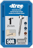 Kreg SPS-C1-500 Zinc Pocket Screws, 1-Inch, #7 Coarse Thread, Pan Head (500 Count)