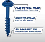 Kreg SML-C125B-100 Blue-Kote Weather Resistant Pocket Screws, 1 1/4 Inch, #8 Coarse Thread, Maxi-Loc Head, (100 Count)