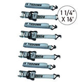 Boxer Pro 1 1/4" x 16' Ratchet Tie Downs Set with Coated J Hooks - 2500 lbs Breaking Strength