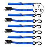 Boxer Ultra Secure Pro Pack 1" x 15' Ratchet Tie Down Set with S Hooks - 1500 lbs Breaking Strength