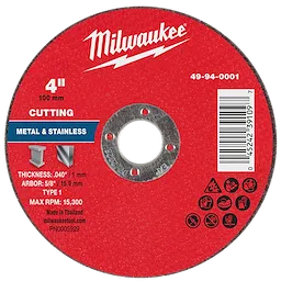 Milwaukee 49-94-0001 4" x .040" x 5/8" Metal Cut Off Wheel - Type 1