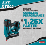 Makita XTS02Z 18V LXT® Lithium‑Ion Brushless Cordless 1/4” Narrow Crown Stapler, 18 Ga., Tool Only